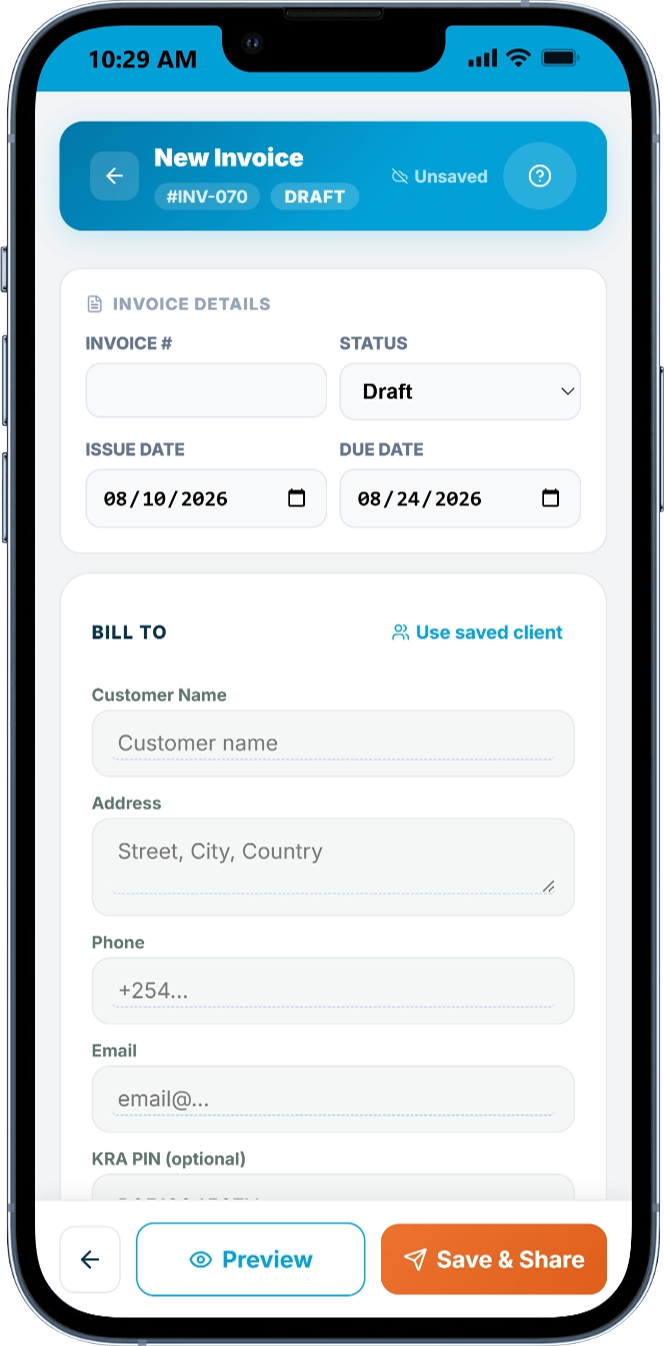 The M-Pesa payment prompt as the client sees it on their phone